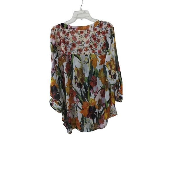 4069) Figueroa & Flower Semi Sheer Colorful Button Down 3/4 Sleeve blouse Sz 2X - Picture 6 of 10
